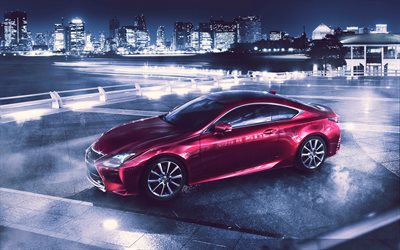 Lexus RC, 2017 arabalar, sportcars, gece, Japon arabalar, Lexus