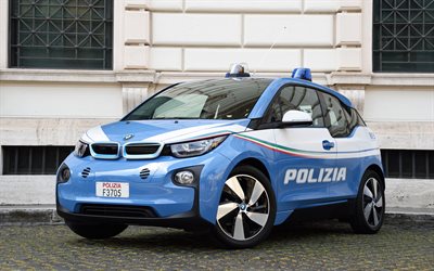 BMW i3, el 2017, la polic&#237;a i3, coche el&#233;ctrico, la polic&#237;a de Italia, coches de polic&#237;a, BMW