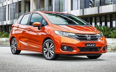Honda Jazz, 2018 cars, japanese cars, orange Jazz, Honda