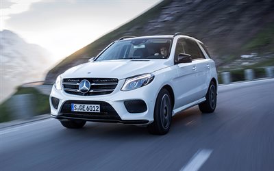 Mercedes-Benz GLE, 4k, 2017, white GLE, new cars, German cars, Mercedes