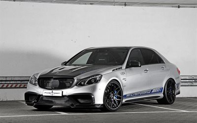 Mercedes-Benz E-Class, AMG, Posaidon, W212, silver Mercedes, tuning E-Class, black wheels, German cars, Mercedes