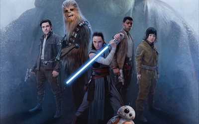 Star Wars, Jedi, 2018, Mark Hamill, Daisy Ridley, John Boyega, Luke Skywalker, Ray, Leia Organa&#39;yı