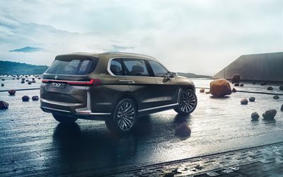 BMW X7 Concept, 2017, rear view, 4k, luxury SUVs, new cars, new X7, German cars, BMW
