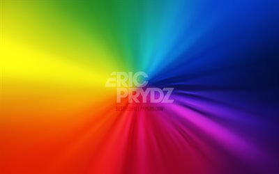 Eric Prydzロゴ, 4k, vortex, スウェーデンのDJ, 虹の背景, creative クリエイティブ, 音楽スター, アートワーク, チレスD, エリックシェリダンプリッツ, スーパースター, エリック・プリッツ