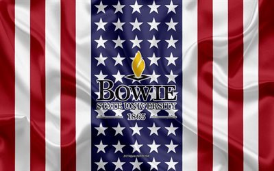 emblem der bowie state university, amerikanische flagge, logo der bowie state university, bowie, maryland, usa, system der bowie state university