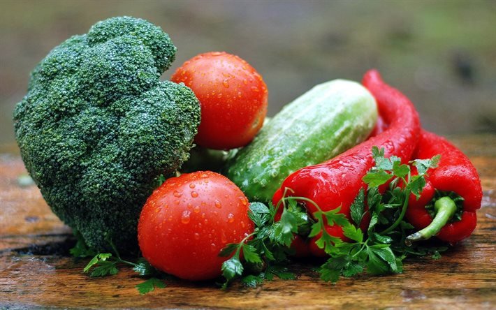 légumes, brocoli, tomates, concombres, chou, concepts de légumes, alimentation saine