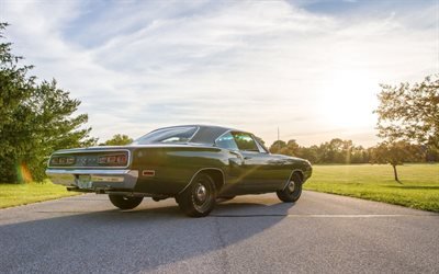 Dodge Charger RT, back view, retro cars, 1970 cars, muscle cars, 1970 Dodge Charger RT, american cars, Dodge