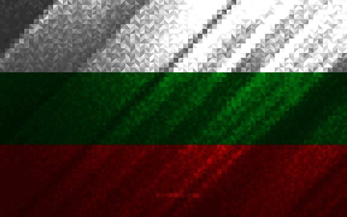 Bandiera della Bulgaria, astrazione multicolore, bandiera mosaico Bulgaria, Europa, Bulgaria, arte del mosaico, bandiera Bulgaria