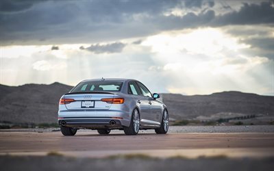 Audi A4, 2017, vista posteriore, argento A4, Audi argento