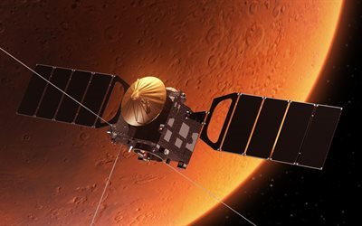 Mars, espace ouvert, orbite, 4k, vaisseau spatial