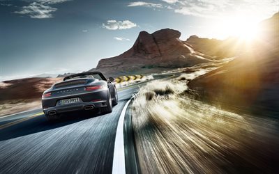 Porsche 911 Carrera, 2017 cars, movement, road, supercars, gray Porsche