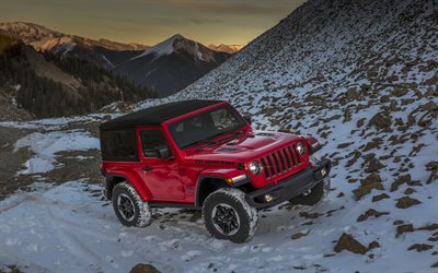 Jeep Wranglerルビコン, offroad, 2018両, 冬, 新Wrangler, Suv, Jeep Wrangler, ジープ