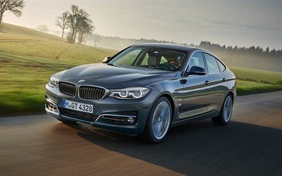 BMW 3, Gran Turismo, 2017, cinza BMW 3GT, vag&#227;o, viagens, carro novo