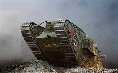 Mark IV, British tank, World War I, old military equipment, Mk IV