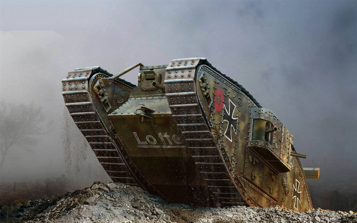 Mark IV, tank Britannique, la premi&#232;re Guerre Mondiale, ancien militaire de l&#39;&#233;quipement, Mk IV
