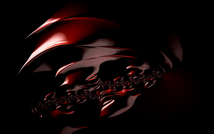 4k, abstract waves, fractals, creative, curves, darkness, curvilinear