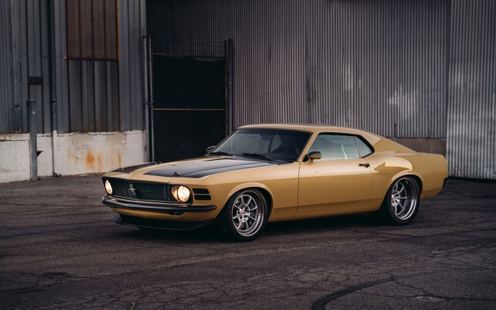 Ford Mustang, retro, coche deportivo, cl&#225;sico Americano, el ajuste de la Mustang 1969, la Velocidad de Rendimiento, Kore HRE Wheels