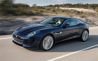 Jaguar F-TYPE Coupe, 2018, 4k, musta urheilu coupe, Brittil&#228;inen urheiluautoja, Jaguar