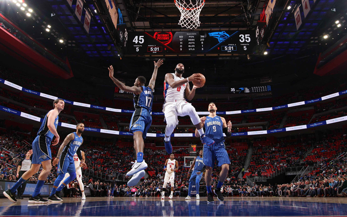 Download wallpapers Andre Drummond, 4k, NBA, dunk ...