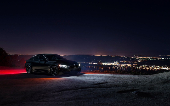 BMW M3, nightcapes, 2017 arabalar, F80, ayarlama, siyah M3, Alman otomobil, BMW