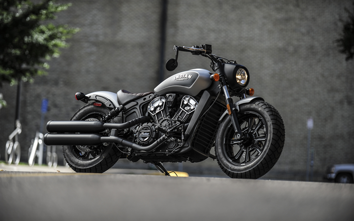 Indian Scout Bobber, 2018, Thunder Black, 4k, luxury motorcycle, new motorcycles