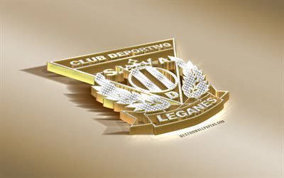 CD-Leganes, Espanjan football club, golden hopea logo, Madrid, Espanja, Liiga, 3d kultainen tunnus, luova 3d art, jalkapallo, LaLiga