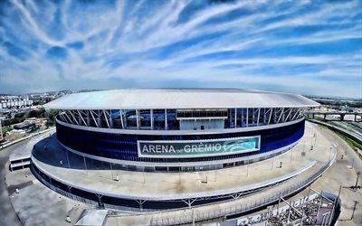 Gremio stadium, HDR, aerial view, Gremio FC, soccer, Arena Gremio, football stadium, Brazil, Gremio new stadium