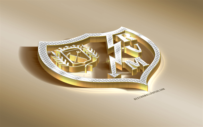 Rayo Vallecano, squadra di calcio spagnola, oro argento logo, Madrid, Spagna, Liga, 3d, dorato, emblema, creativo, arte 3d, calcio, LaLiga