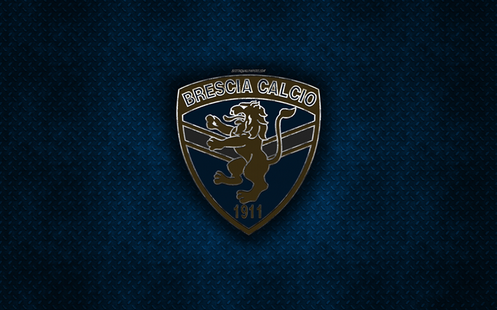 Brescia Calcio, BSFC, Italiano de futebol do clube, azul textura do metal, logotipo do metal, emblema, Brescia, It&#225;lia, Serie B, arte criativa, futebol, Brescia FC