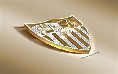 Sevilla FC, club de football espagnol, dor&#233; argent&#233; logo, S&#233;ville, Espagne, Liga, 3d embl&#232;me dor&#233;, cr&#233;atif, art 3d, le football, le LaLiga