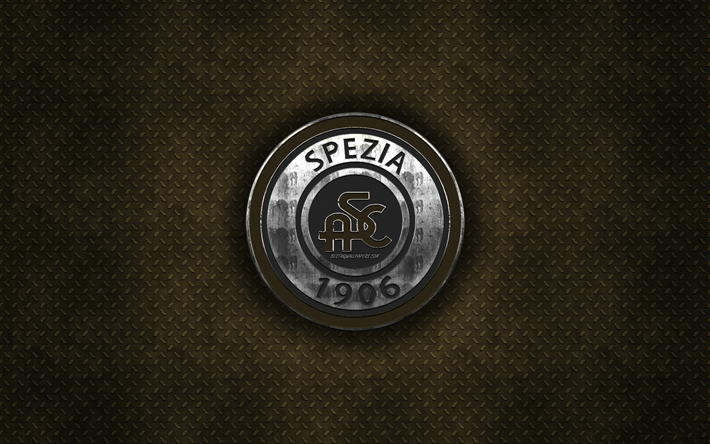 Spezia Calcio italiano, club de f&#250;tbol, marr&#243;n met&#225;lico de textura de metal, logotipo, emblema, La Spezia, Italia, Serie B, creativo, arte, f&#250;tbol, FC Spezia