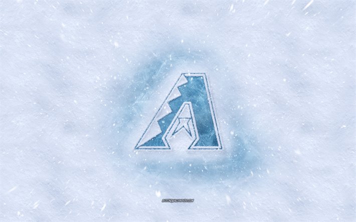 Diamondbacks de Arizona logotipo, American club de b&#233;isbol de invierno conceptos, MLB, Diamondbacks de Arizona logotipo de hielo, nieve textura, Phoenix, Arizona, estados UNIDOS, nieve de fondo, Diamondbacks de Arizona, b&#233;isbol