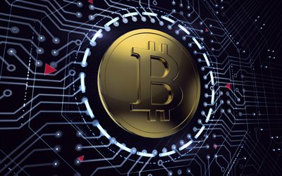 bitcoin, 3d tecken, 3d-koncept, bl&#229; digital teknik bakgrund, bitcoin begrepp, cryptocurrency, finansiering begrepp