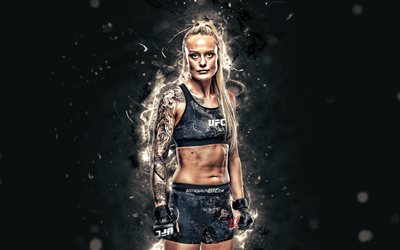Miranda Granger, 4k, blanco de las luces de ne&#243;n, American combatientes, MMA, UFC, mujeres combatientes, artes marciales Mixtas, Miranda Granger 4K, luchadores de la UFC, MMA fighters