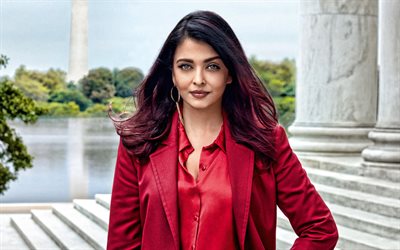 Aishwarya Rai, portrait, indian actress, photoshoot, red dress, indian fashion model