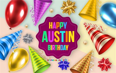 お誕生日おめでオースティン, お誕生日のバルーンの背景, オースティン, 【クリエイティブ-アート, 嬉しいお誕生日オースティン, シルク弓, オースティンの誕生日, 誕生パーティーの背景