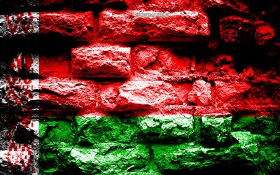 Bielorussia bandiera, grunge texture di mattoni, Bandiera della Bielorussia, bandiera su un muro di mattoni, la Bielorussia, l&#39;Europa, le bandiere dei paesi europei