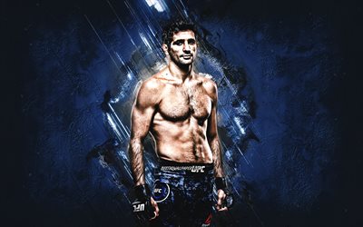 Beneil Dariush, american fighter, UFC, portr&#228;tt, kreativ konst, bl&#229; sten bakgrund, Ultimate Fighting Championship