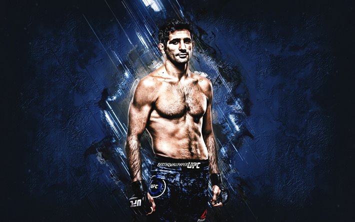 Beneil Dariush, american fighter, UFC, portrait, creative art, blue stone background, Ultimate Fighting Championship