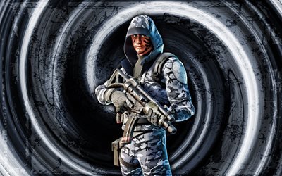 4k, Chillout, gray grunge background, Fortnite, vortex, Fortnite characters, Chillout Skin, Fortnite Battle Royale, Chillout Fortnite