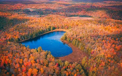 Lago del cuore, autunno, bellissimo lago, cuore del lago, luoghi romantici, Ompah, Ontario, Canada