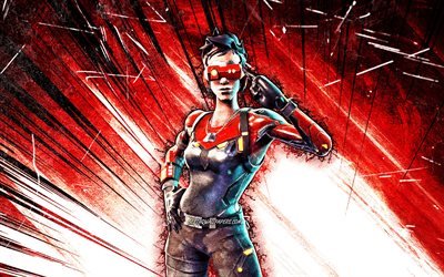4k, Cipher Skin, grunge art, Fortnite Battle Royale, red abstract rays, Fortnite characters, Cipher, Fortnite, Cipher Fortnite