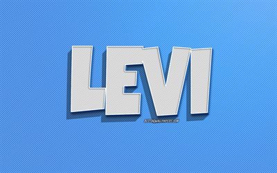 Levi, blue lines background, wallpapers with names, Levi name, male names, Levi greeting card, line art, picture with Levi name