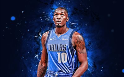 Dorian Finney-Smith, 4k, Dallas Mavericks, NBA, basket, Dorian Lawrence Finney-Smith, USA, Dorian Finney-Smith Dallas Mavericks, luci al neon blu, Dorian Finney-Smith 4K