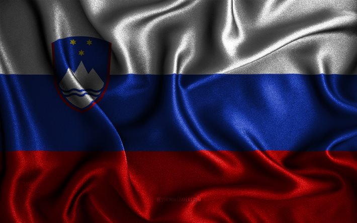 Slovenian flag, 4k, silk wavy flags, European countries, national symbols, Flag of Slovenia, fabric flags, Slovenia flag, 3D art, Slovenia, Europe, Slovenia 3D flag