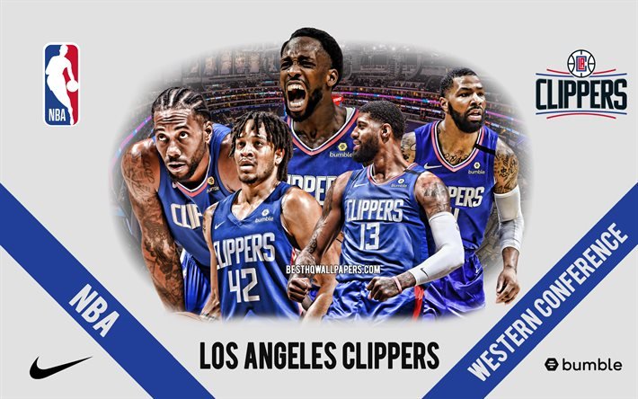 Los Angeles Clippers, american basketball club, NBA, Los Angeles Clippers logo, USA, basketball, Paul George, Serge Ibaka, Kawhi Leonard
