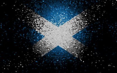 Scotland flag, mosaic art, European countries, Flag of Scotland, national symbols, Scottish flag, artwork, Europe, Scotland