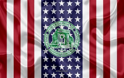 University of Puerto Rico at Mayaguez Emblem, American Flag, University of Puerto Rico at Mayaguez logo, Mayaguez, Puerto Rico, Etats-Unis, University of Puerto Rico at Mayaguez