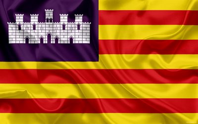 Drapeau des &#206;les Bal&#233;ares, de la communaut&#233; autonome, Espagne, &#206;les Bal&#233;ares, drapeau de soie