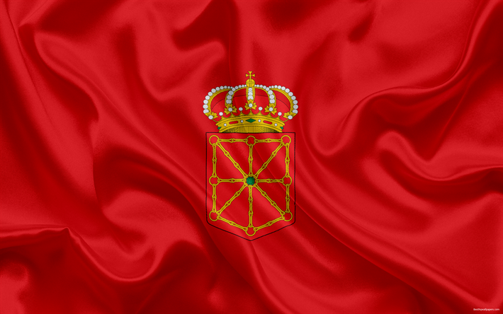 Flag of Navarra, autonomous region, spain, kingdom Navarra, silk flag, Navarra coat of arms
